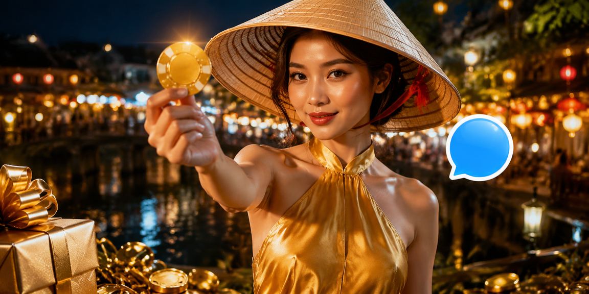 Người phụ nữ Hà Nội đội nón lá sử dụng điện thoại để trải nghiệm nền tảng giải trí có trách nhiệm