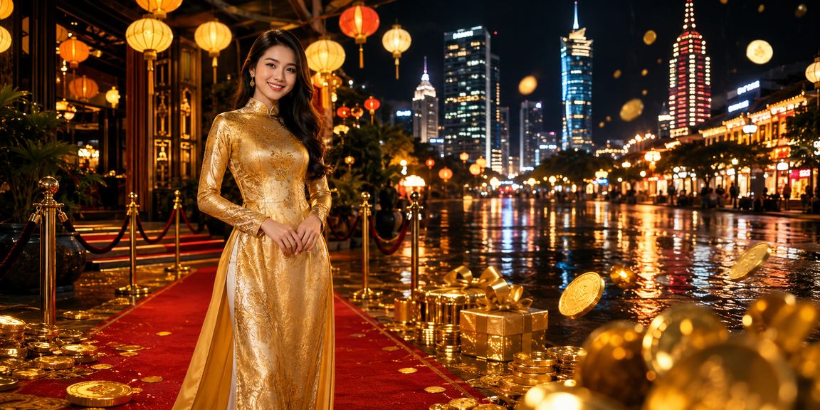 Người dùng tại TP.HCM trải nghiệm casino trực tuyến trong trang phục áo dài