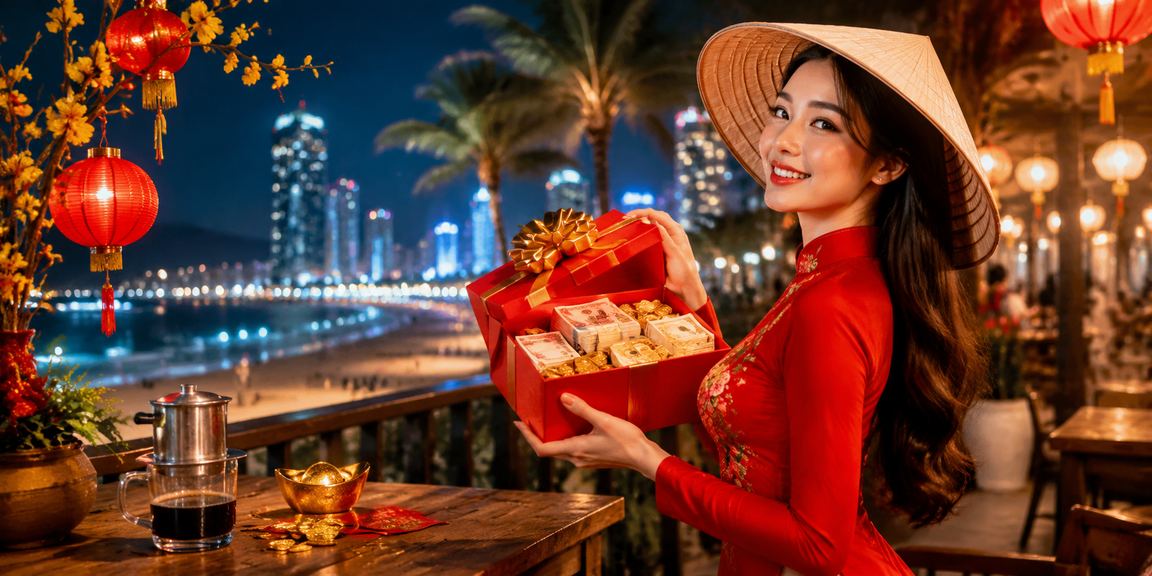 Người hâm mộ bóng đá tại Nha Trang theo dõi kèo cược trong trang phục nón lá truyền thống